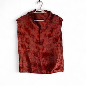 Vintage cacharel  Red Patterned Zip-Neck Blouse